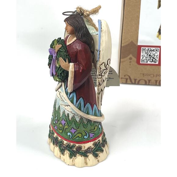 NEW Jim Shore Angel & Evergreen Wreath Hanging ORNAMENT Christmas Decor 4.5" BOX - Picture 8 of 9